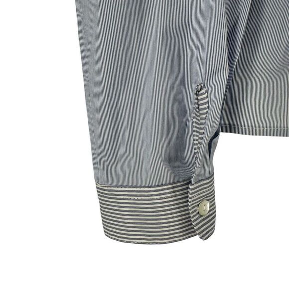 Gossip Italian Top Size 42 US Size 6 Blue Striped Long Sleeve Bow Front Striped - Picture 5 of 10